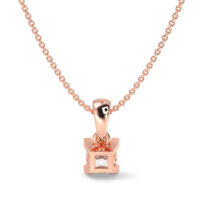 Carbon Atelier IGI Certified 1/4 to 1 Carat Princess Cut Lab Grown Diamond Square Solitaire Pendant Necklace for Women in 14k Gold (G-H, VS1-VS2, cttw) on 18 Inch Long Chain with Lobster Claw