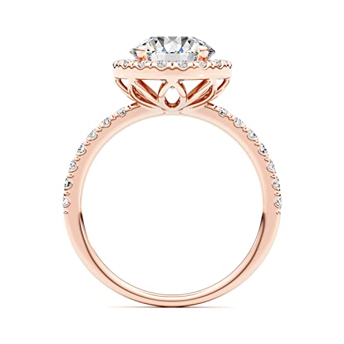 GLAM AND GEMS 1/2 Carat Lab Grown Diamond and 2 Carat Moissanite Engagement Ring for Women in 14k White/Yellow/Rose Gold (D-E, VS, cttw) Wedding Ring Size 5.5 to 8 (10)
