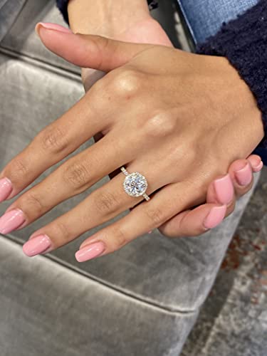 GLAM AND GEMS 1/2 Carat Lab Grown Diamond and 2 Carat Moissanite Engagement Ring for Women in 14k White/Yellow/Rose Gold (D-E, VS, cttw) Wedding Ring Size 5.5 to 8 (10)