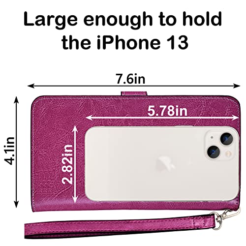 Travelambo Womens Wallet Large Capacity RFID Blocking Genuine Leather Wristlet Wallets