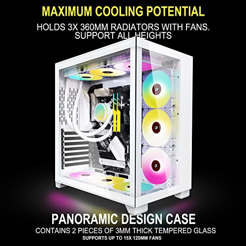 KEDIERS PC Case - ATX Tower Tempered Glass Gaming Computer Case with 9 ARGB Fans,C590