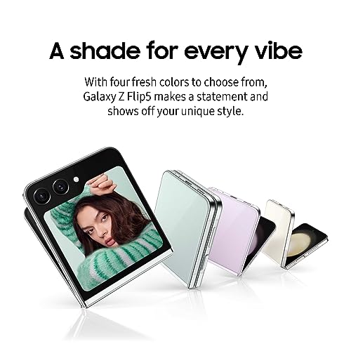 SAMSUNG Galaxy Z Flip 5 Cell Phone, Unlocked Android Smartphone, 256GB, Compact, Foldable Design, One-Hand Control, Best Selfies, 12MP Camera, Large Cover Screen, US Version, 2023, Lavender