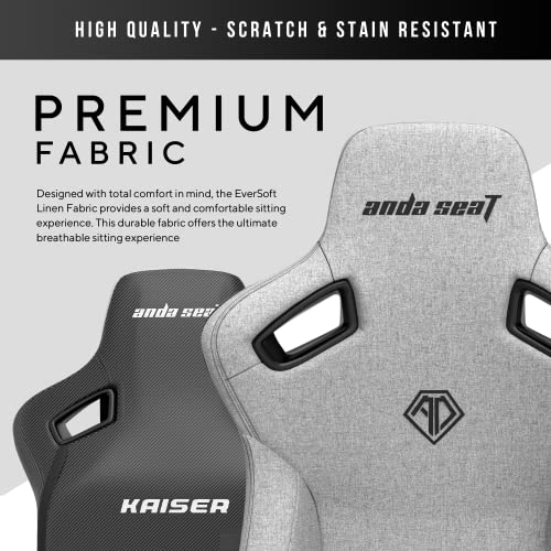 Anda Seat Kaiser 3 Gaming Chairs for Adults - Large Ergonomic Computer Chair with Lumbar Support, Comfortable Fabric Video Game Chairs with Headrest - Grey Recliner Desk Office Gaming Chair