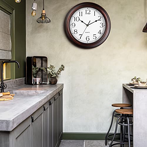 KECYET Wall Clock - 12 Inch Silent Non-Ticking Wall Clocks Battery Operated - Vintage Retro Rustic Style Decorative for Living Room Kitchen (Bronze)